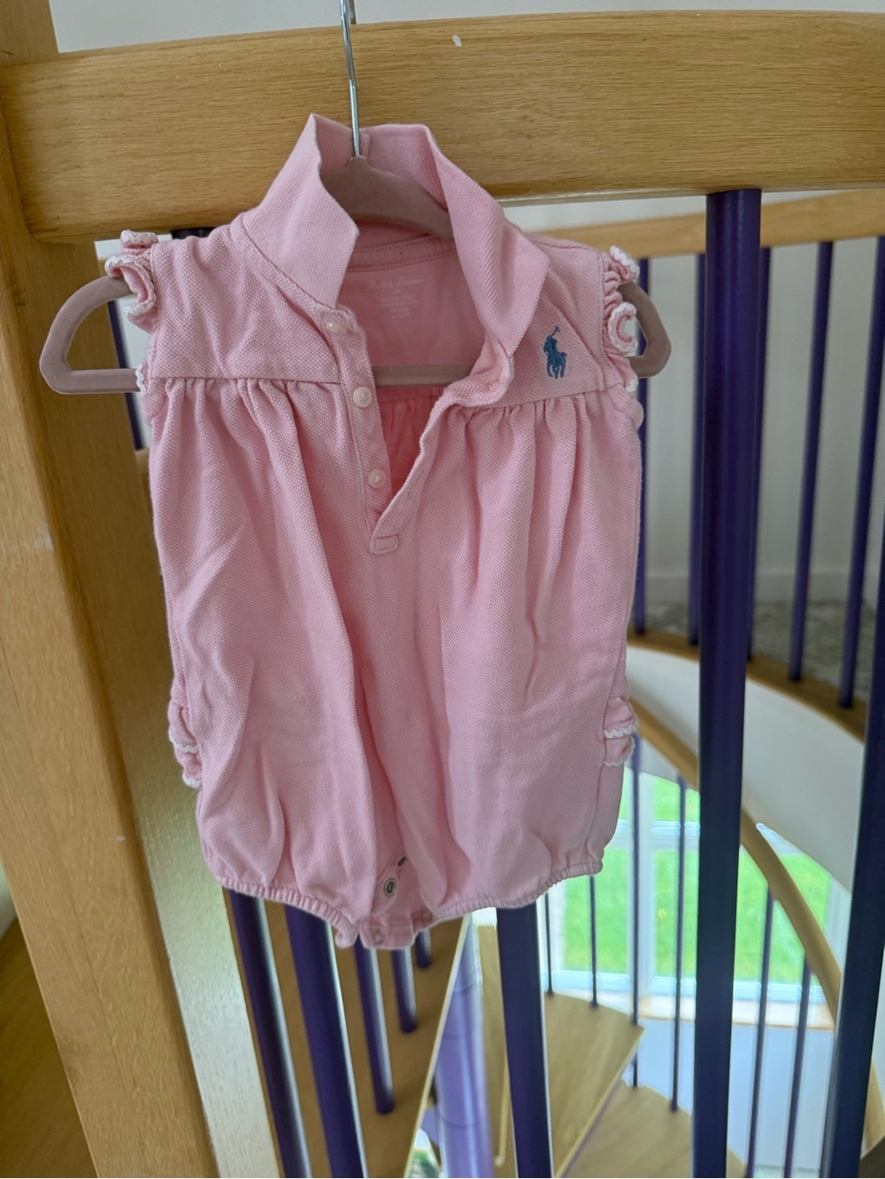 3-6M Ralph Lauren Light Pink Polo-Style Baby Romper